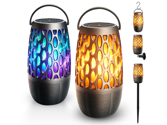 Outdoor Bluetooth Speaker with Flame Lights with IPX6 Waterpoof,10W HD Stereo Sound, Bluetooth 5.3 Led Flame Speaker,Decorations for Party Garden...