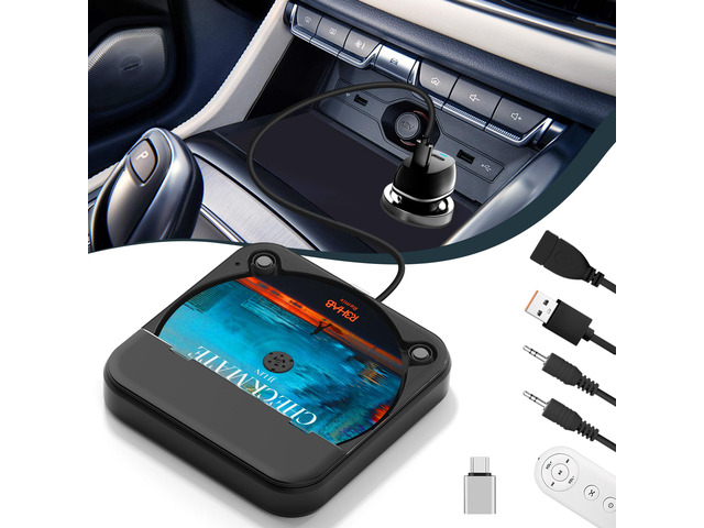 Portable USB CD Player for Car, Portable Car CD Player with USB-C Adapter & Extension Cable, External CDs Players for Cars Stereo Type-C Port, AUX...
