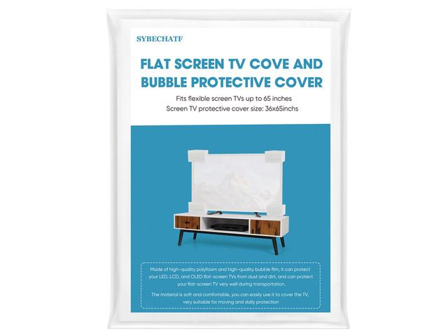 Foam Flat Screen TV Cover and 4 Foam large corner protectors Fits 65''TV 65'W X 37'H, Flat Screen TV Protection During House Moving,Home...