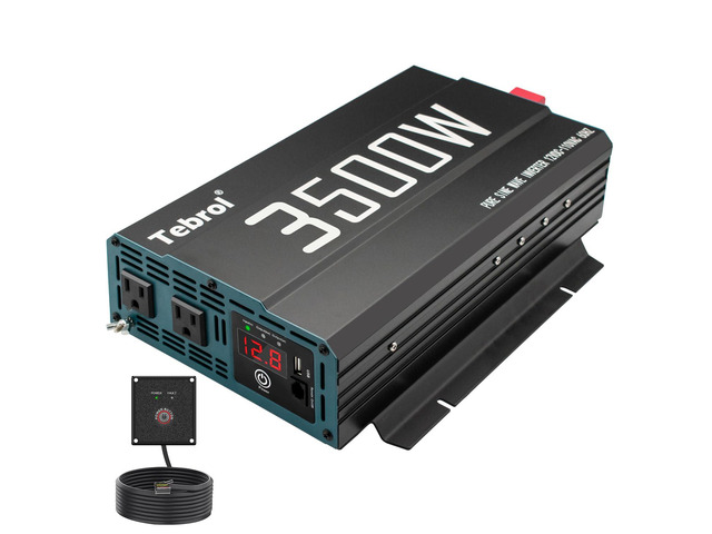 3500W Pure Sine Wave Inverter 12V DC to 110V AC Converter for Home, RV, Truck, Off-Grid Solar Power Inverter with Built-in 5V/2.1A USB, AC Hardwire...