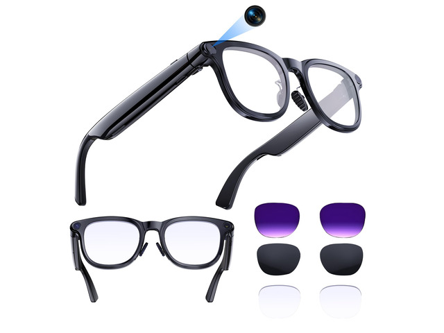AI Smart Glasses with 4K Camera, 8MPW Anti-Shake Bluetooth Camera Glasses for Women Men, 1080P Video Recording Dual Mic Noise Reduction, Real Time...