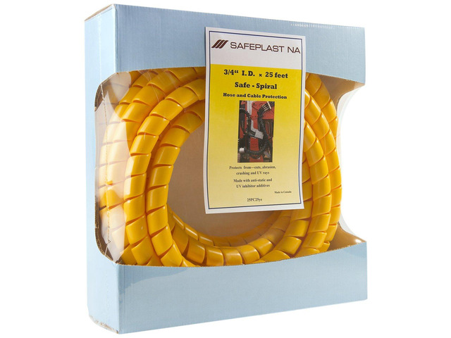 Caplugs SPPC Series Safeplast Pre-Cut Spiral Wrap, Hose & Cable Protector, Yellow HD-PE, 1.0' OD x 25' Pre-Cut Length, Hydraulic & Pneumatic Hoses...