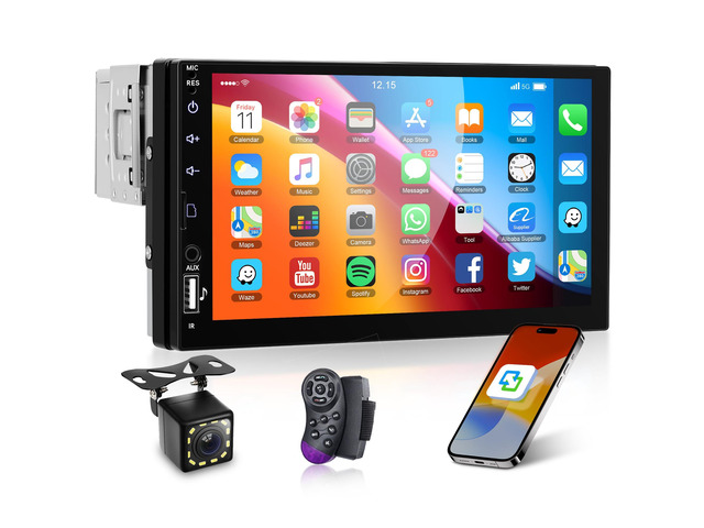 Single Din Car Radio with Bluetooth iOS/Android Mirror Link, 7 Inch Touch Screen Car Stereo 1 Din with Backup Camera Bluetooth Hands-Free FM Radio...