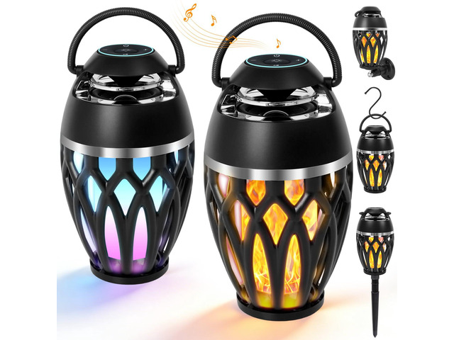 2 Pack Outdoor Speakers with Lights, Mens Gifts for Birthday, IPX6 Waterproof Portable Bluetooth Speaker, HD Stereo Sound Wireless Speaker for...