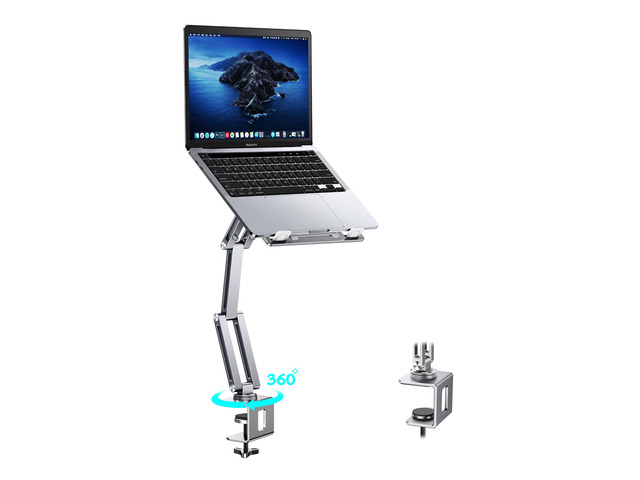 Laptop Mount for Desk, Tablet Arm Mount with 360° Rotating, Aluminum Laptop Tray Adjustable, Foldable Computer Stand/Holder, Fit for 11-15 Inch...