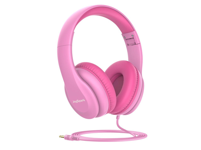 Wired Headphones for Kids, 85dB Volume Limit, 3.5mm Kids Headphones with Cord, Adjustable, Stereo Sound Foldable Toddler headsets for School-Pink