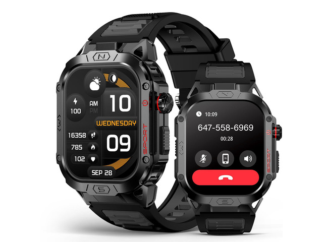 Military Smart Watch for Men, 2.02' Screen, 100+ Sport Modes, Android iOS Heart Rate Blood Oxygen Blood Pressure Sleep, 100+ Sport Modes Fitness...