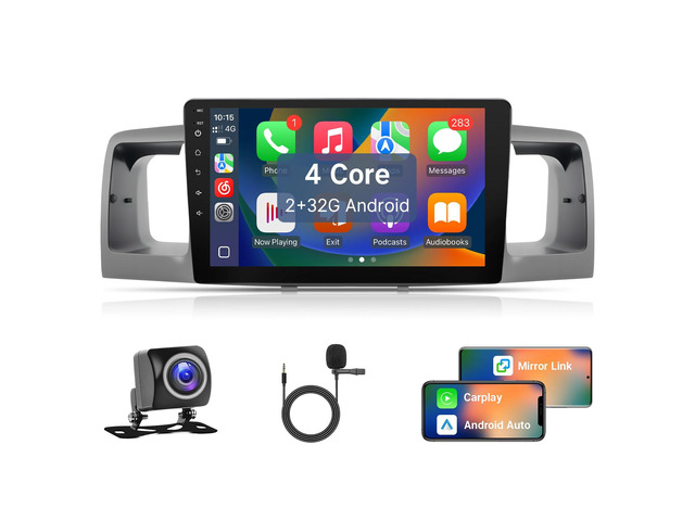 Car Radio Stereo for Toyota Corolla 2003 2004 2005 2006 2007 2008 Upgrade with Wireless Carplay Android Auto, 9'' Touchscreen with Bluetooth GPS...