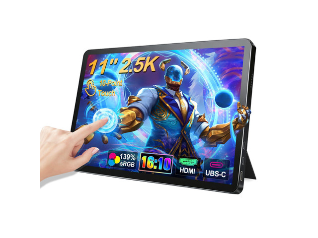 11' 2.5K Touchscreen Portable Monitor, 2560x1600 IPS Display 16:10,USB-C & Mini HDMI, VESA Stand Compatible with Laptops, Desktops, Phones, PS,...