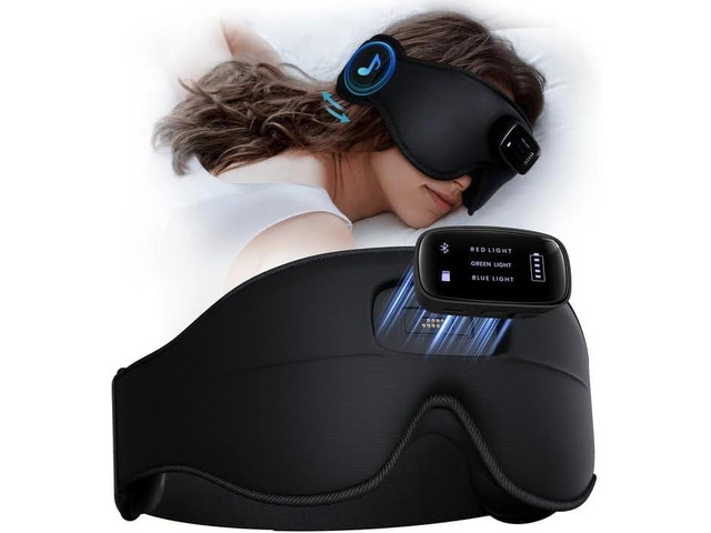 Sleep Mask with Headphones Bluetooth 5.4-3D Zero-Pressure Design Adjustable Sleep Headphones 100% Light Blocking Sleep Headphones with White Noise...