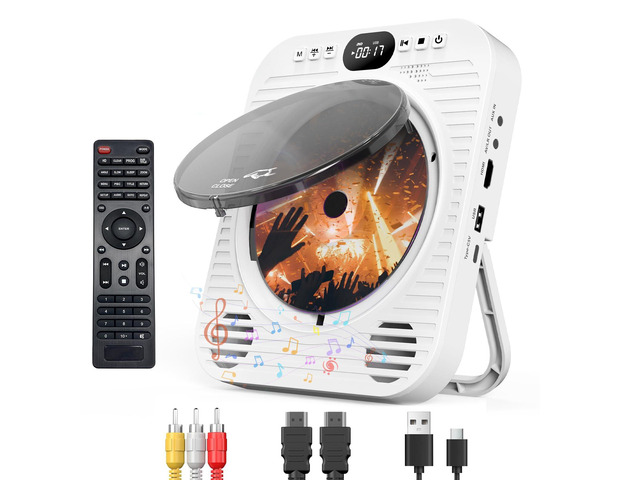 Mini CD DVD Player for TV - Portable Bluetooth CD DVD Player with HDMI & AV Cables, Built-in Speakers, USB/AUX Playback, 1080P Upscaling,...