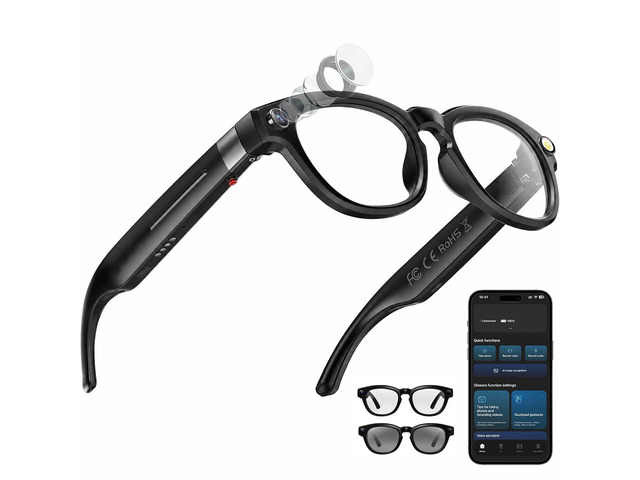 AI Smart Glasses with 4K Camera Standalone Bluetooth Video Glasses with Audio, Real-Time Translation, Auto-Tint Lenses, 32GB Storage No WiFi Needed...