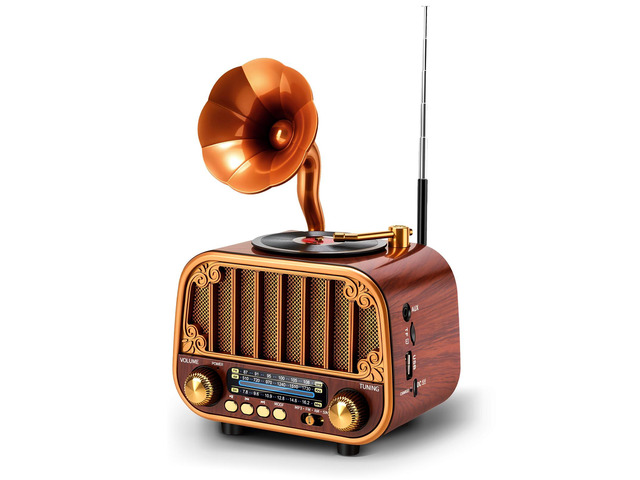 Retro Portable AM/FM/SW Radio with Bluetooth Turntable-Styled Wooden Design, USB-C Rechargeable, TF Card & AUX Input, Great Gift for Seniors &...