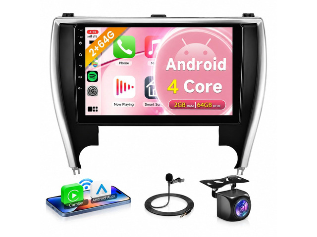 4Core 2G+64G Android 15 Car Stereo Radio for Toyota Camry 2015 2016 2017, Wireless Carplay Android Auto GPS Navigation WiFi 10.1 Inch Touch Screen...