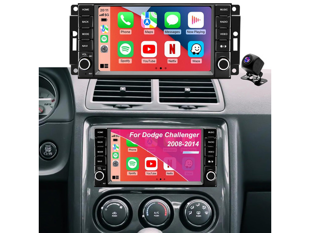 Upgrade Radio for Dodge Challenger 2008-2014, Grand Caravan 2008-2020, Ram 2009-2012, Chrysler Town & Country 20082016, 7 Inch Touchscreen Car...