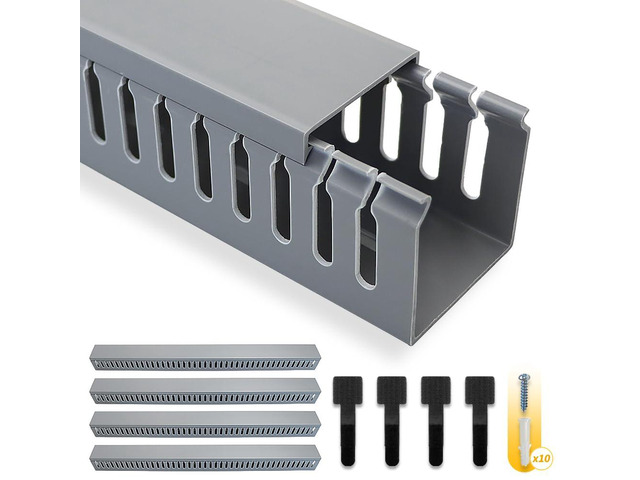 Cable Raceway, 95' Open Slot Cable Management Kit with Upgraded Snap Structure,Wire Cover Cord Hider for Under Desk & Industrial Network/PC/TVs-...