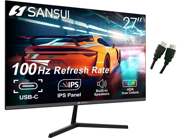Computer Monitors 27 inch 100Hz IPS USB Type-C FHD 1080P HDR10 Built-in Speakers HDMI DP Game RTS/FPS tilt Adjustable for Working and Gaming...