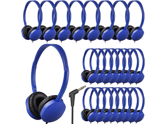 25 Pack Bulk Headphones for Kids Classroom School Students, Wholesale Wired Durable On-Ear Headphones for Children Teen Boys Girls Toddler...