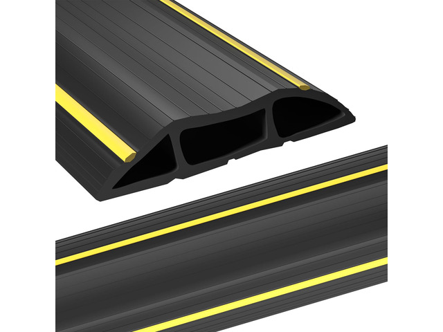 6.5ft Floor Cable Cover, Heavy Duty 3 Channel Cord Protector PVC Floor Cord Cover, 0.93Mid Channel, Freestanding, Cord Management, Office, Home,...