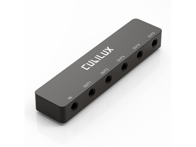 Professional 5-Way 3.5mm AUX Splitter, Aluminum Case 5-Channel 1/8 Stereo Headphone Splitter, Multi-Port TRS Audio Share/Split Box/HUB for Speaker...