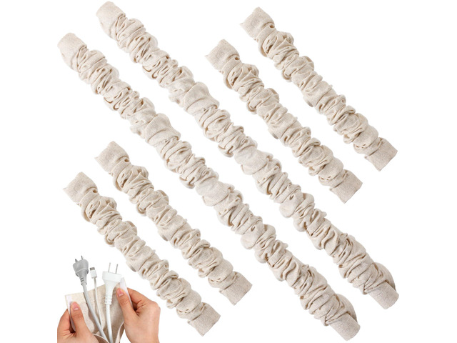 6 Pack Fabric Cord Cover for Electric Wire Chandelier Chain Cover Swing Chain Linen Shade with Hidden Hook Loop Closure Sleeves for Chandelier...