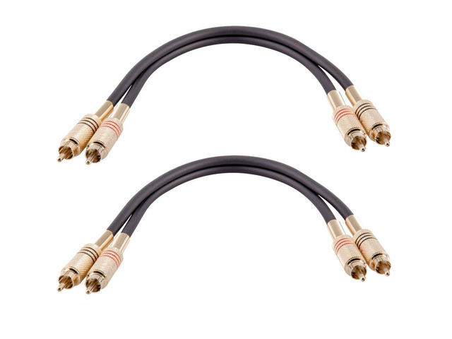 Speakers Dual 2-RCA Audio Patch Cables, Male to Male, Black and Black