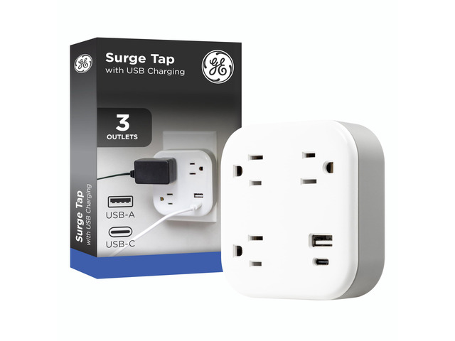 UltraPro 3-Outlet Sur Protector Wall Tap, 980J, USB-C & USB-A Ports Adapter-Spaced Outlets, Circuit Breaker, ETL Certified, Low-Profile Design,...