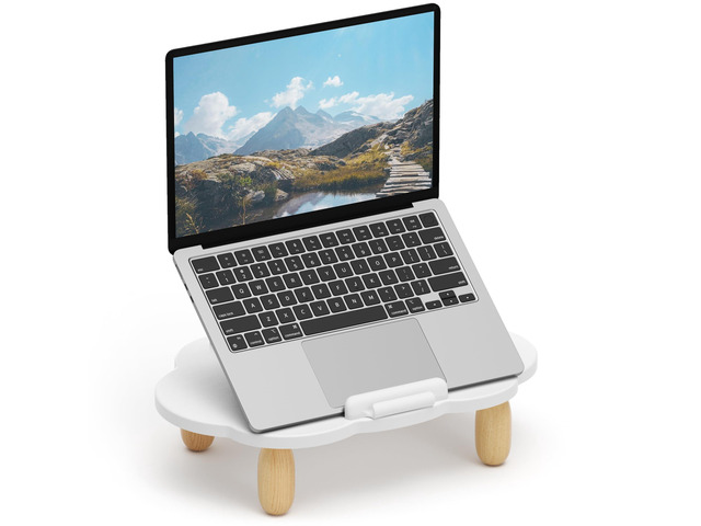 Adjustable Wood Laptop Stand, Ergonomic Height Angles Computer Stand, Cloud-Shaped Holder Riser Notebook Stand for Desk Compatible with Air, Pro,...