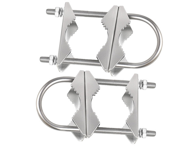 Double Antenna Mast Clamp - 2 PCS Antenna Pole Mount Bracket V Jaw Block with U Bolts,Heavy Duty Mast Mount Bracket Kit
