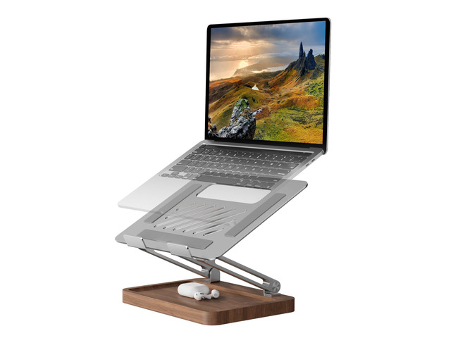 Laptop Stand for Desk, Laptop Riser with Walnut Storage Base Adjustable Laptop Stand, Ergonomic Wooden Laptop Ventilated Stand for 10 to 17.3...