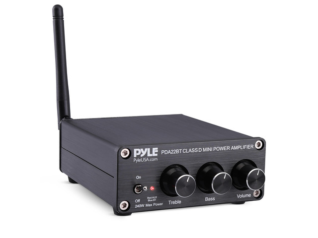 240W Mini Bluetooth Home Stereo Amplifier - 2 Channel Compact Micro Receiver with Bass & Treble Control Dials - Includes Power Supply - Use with...