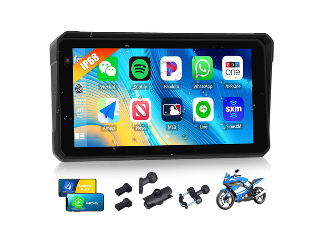 Wireless Motorcycle CarPlay Android Auto 6 Inch Car Play Moto Support TPMS Bluetooth IP68 Waterproof for Motorbike GPS Navigation,Siri,Google...