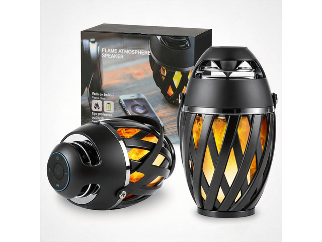 2 Pack Outdoor Bluetooth Speakers Waterproof Wireless, Birthday Gifts for Men Dad, LED Flame Ambient Light, Camping Patio Accessories, Unique Gifts...