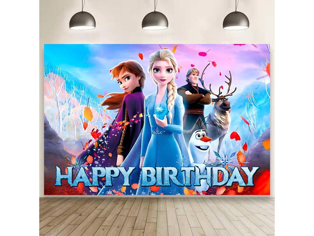 Wall Decor Backdrop for Frozen Birthday Decorations, Frozen Birthday Banner for Kids Party Supplies (5x3ft)