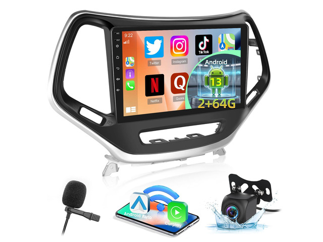 2+64G for Jeep Cherokee 2013 2014 2015 2016 2017 2018 Android Car Stereo - Wireless Carplay & Android Auto - 10.1 Inch Touchscreen Radio with EQ...