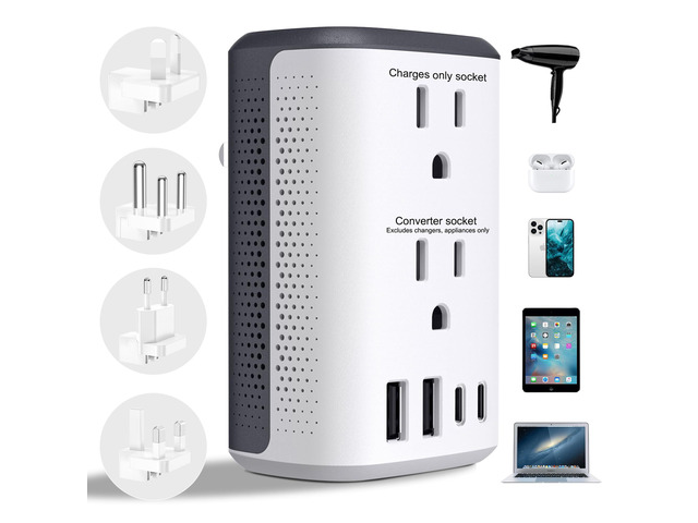 Voltage Converter Us to Europe, Power Converter Combo, 220v to 110v European Plug Converter 2300w Travel Adapter Worldwide, Step Down European,...
