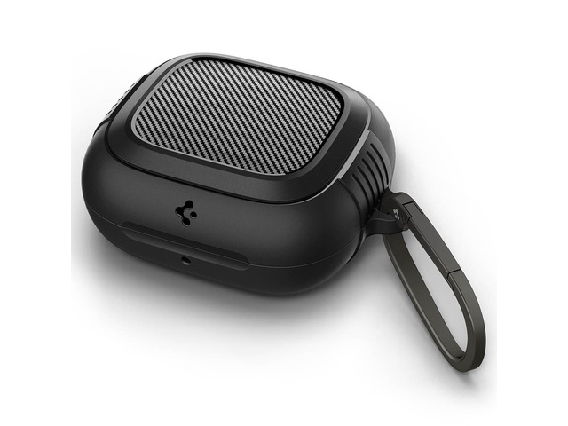 Rugged Armor Designed for Powerbeats Pro 2 Case (2025) TPU & PC Dual Layer, Drop Protection, Carbon-fiber Accent. Included Carabiner - Matte Black