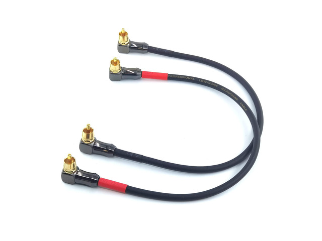 061 90 Degree Right Angle RCA Cable Male to Male Subwoofer Cable Digital Coaxial Audio Cable for Home Theater, Sound Bar, TV,and More 2Pack (1FT)
