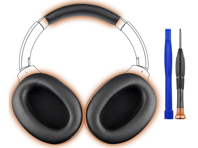 Replacement Kit for Sony WH-1000XM2 & MDR-1000X Headphones, Ear Pads Cushions + Headband Repair Part - Black