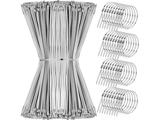 1000 Pcs Metal Zip Ties Heavy Duty 304 Stainless Steel Multi Purpose Self Locking Cable Ties for Exhaust Machinery Fence Farm Pipe Roof Outdoor...