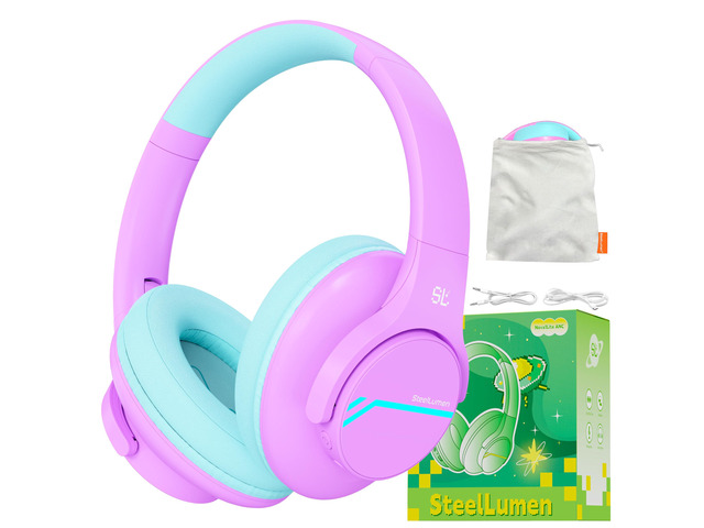 Nova1Lite Kids Wireless Active Noise Cancelling Headphones, Bluetooth 5.3, Safe Volume 74/85/94dB, Real 40H Battery, Type-C Fast Charging, boy Girl...