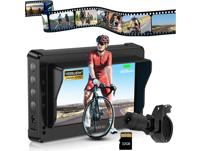 Bicycle Rear View Camera with Loop Recording, TF Card 4.3'' 1080P Monitor,8000mAh Battery, Night Vision Function,110° Wide Angle,for Bicycle,...