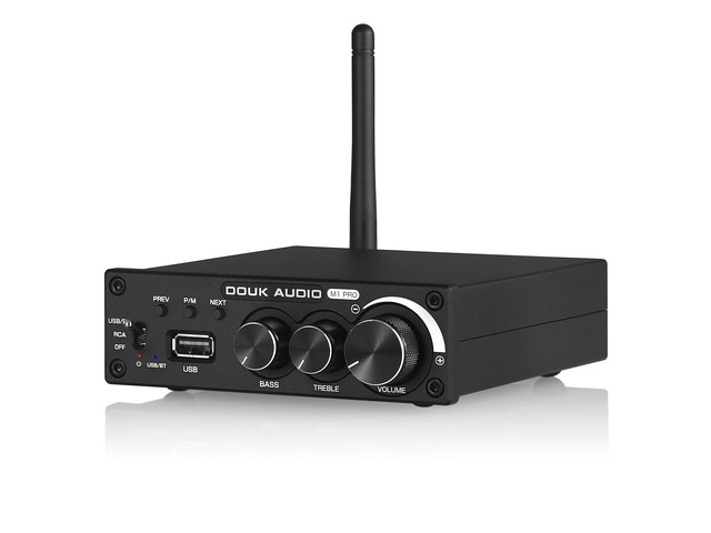 M1 PRO 320W Bluetooth Power Amplifier, 2 Channel Audio Amp, Wireless Receiver, for Home Stereo Speakers/Active Subwoofer, with Treble & Bass...