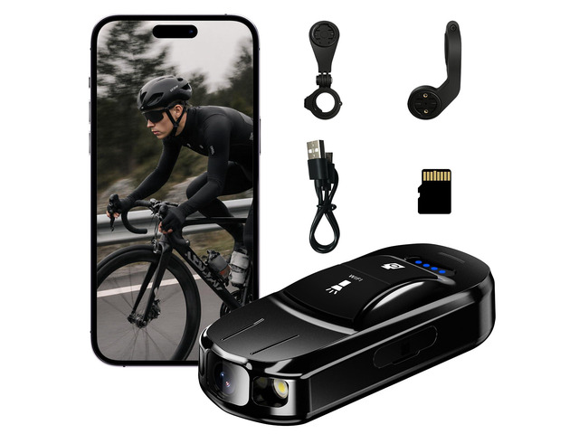 Bike Camera Small Thumb Action Camera, IPX6 Waterproof, Wireless, with Bike Mount, for Cycling, Sports, Vlogging & Content Creation (Black)
