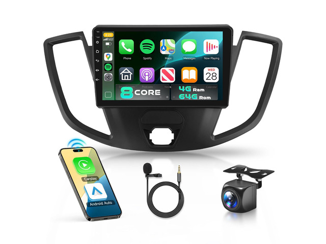 Snapdragon 8 Core 4GB+64GB 5/6Ghz WiFi for Ford Transit 2013-2019 Car Stereo with Android 15 Radio 9 Inch 1280 * 720 IPS Touchscreen...