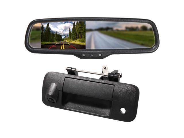 for Toyota Tundra 2007-2014 4.3' Rear View Mirror Monitor with Tailgate Handle Backup Camera Kit Parking Waterproof CCD Reverse Reversing Night...