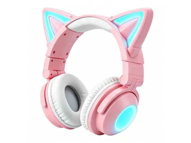 Cat Ear Bluetooth Headphones for Kids Adult, LED Gaming Headset Toddler Girl Headphones, Bluetooth Over Ear Headphones with...