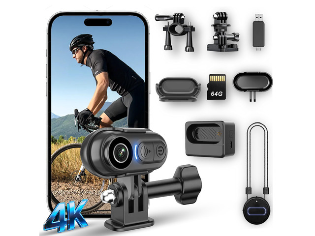 Body Camera 4K Mini, Wearable POV Action Cam with Audio & Video Recording 64GB, IPX7 Waterproof, 6-Axis Stabilization, Hands-Free Thumb Cameras for...