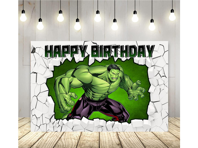 Green Superhero Backdrop for Birthday Party Supplies 5x3ft Brick Wall Photo Background for Hulk Theme Party Cake Table Decorations Baby Shower Banner