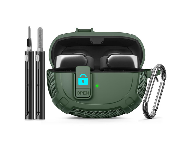 for Bose Ultra Open Earbuds Case Cover 2024 with Cleaner Kit,Military Hard Cover with Lock for Bose Open Ear Earbuds Charging Case Accessories with...
